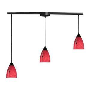    FR 3 Light Pendant In Dark Rust and Fire Red Glass