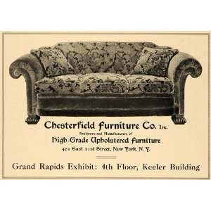  1919 Ad Chesterfield Furniture Co. Upholstered Sofa 