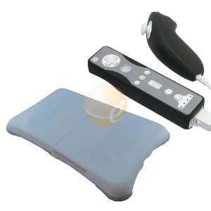 Wii Fit Balance Board (Light Blue) + 2 Pack of Black Skin Case for Wii 