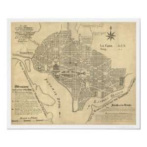  Plan of Washington DC Map 1792 Print