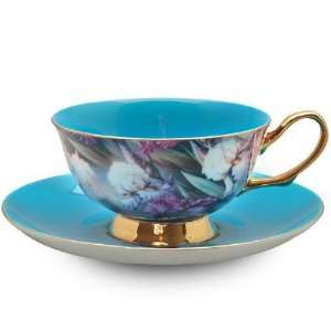  Satin Shelley Turquoise Bone China Tea Cup & Saucer Set 
