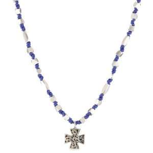   by Lois Hill Knotted Cord Maltese Cross Blue Necklace Jewelry