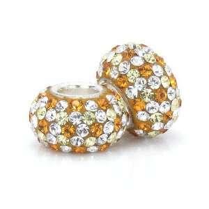 Bella Fascini Golden Topaz Yellow & Clear Pave Beads, Made 