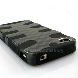 Carbon Fishbone Dual Flex Hard Case Gel Cover For Apple iPhone 4S NEW 