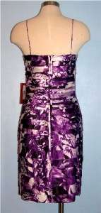   JS COLLECTIONS Purple Laser Cut Satin Sheath Dress w/ Scarf  
