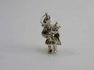 925 Sterling Silver Bag Pipe Bagpipe Player 3D Charm  