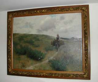 Antique 1885 Art Painting Oil on Canvas Chester Loomis Normandy 