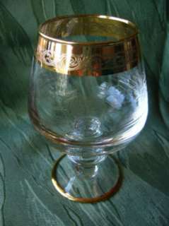 Cognac Schwenker, Goldrand, handgefertigt, Murano Medici Glas in 