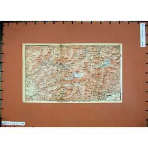  1899 Antque Colour Map Switzerland Sion Oldenhorn