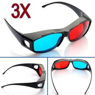 3x Anaglyph 3D Rot Blau Brille Brillen Glasses für Film  