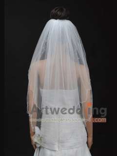 2T 32 White/Ivory Tulle Pearl Fingertip Wedding Bridal Veil 