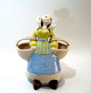 Vintage Farm Girl Figurine Plante California Pottery  