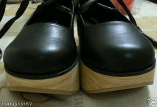 black lolita wooden rocking shoes gothic US 5.5   10.5  