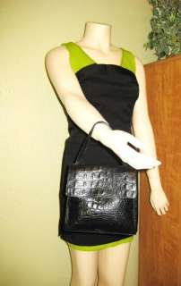 Hilly Moc Croc Black Leather Small tote Bag  