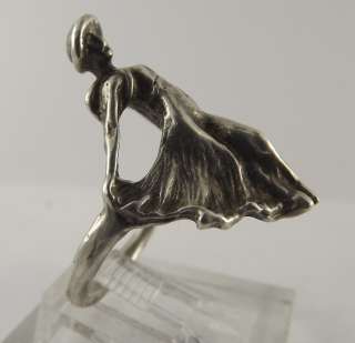 Unique Sterling Silver Dancing Lady Free Form Ring  