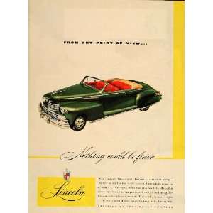  1946 Ad Green Lincoln Convertible Automobile Car Auto 