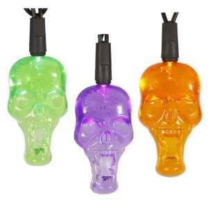  Set of 20 LED Multi Color Skull Halloween Lights   Black 