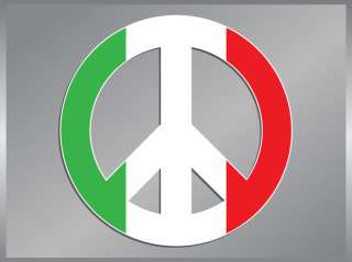 Italian Flag Peace Sign vinyl decal Italy Sticker  