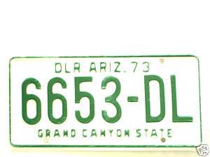 1973 Arizona Dealer license plate # 6653 DL  