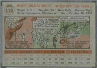 1956 Topps 135 GB Mickey Mantle PSA 4.5 (3243)  