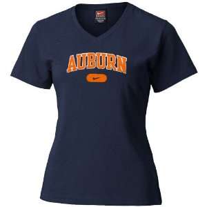  Nike Auburn Tigers Navy Blue Ladies Classic Logo T shirt 
