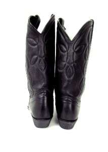 vintage womens black COWBOY WESTERN BOOTS embroidered leather sz 10 M 