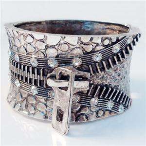VTG Style Zipper Bracelet Bangle Cuff Swarovski Crystal  