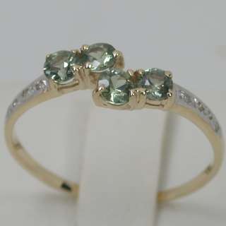 03 CTS 14K SOLID YELLOW GOLD NATURAL GREEN SAPPHIRE CLUSTER BAND 
