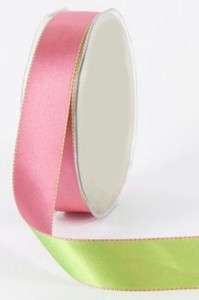   REVERSIBLE RIBBON PINK/GREEN FOR WHIMSY FLOWERS, HAIR BOWS AND TR
