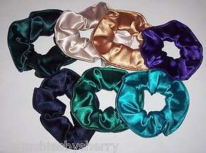 Satin Fabric Hair Scrunchies Pink Green Red Blue White  