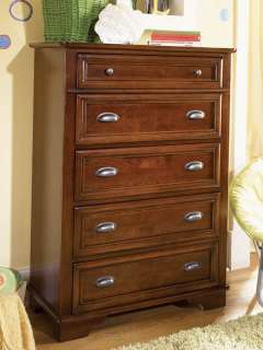 Brown Cherry Youth Tall 5 Drawer Chest of Drawers  