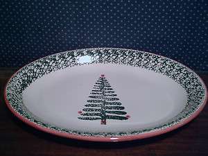 Furio Ceramic 16 Oval Holiday Christmas Tree Platter Italy  