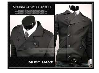 C41001 South Korea mens Slim Short Trench Jackets Coat Black Coats 