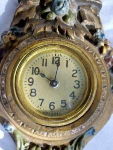 SHABBY Ornate Hand Painted BARBOLA Hanging CLOCK~CHIC~  