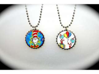 Dr Seuss Thing 1 and Thing 2 Party   2 sided necklace  