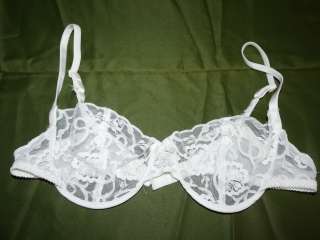 Vtg TRENDSETTERS Bra WHITE Underwire ALL SHEER LACE Cups #1151 Sz 36B 