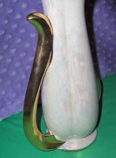 Vintage Pearl China Co Iridescent 22 K Gold Art Deco Clover Handled 