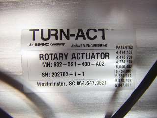    1579 Pneumatic Valve Turn Act 632 5S1 400 A02 Rotary Actuator  
