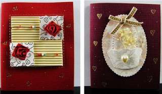   3D Handmade Rose Beads Ribbon Love Friendship Birthday Greeting Card