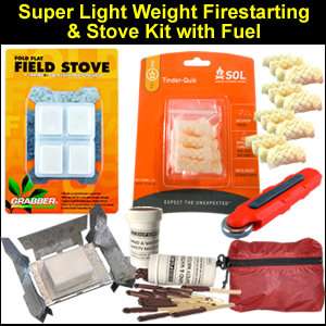 Super Light Weight Survival Fire Starting and Stove Kit  