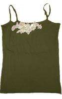New Free People Green Cami Sequins T shirt Tank Top S  