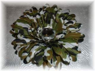 Green CAMO Camoflauge Hair Bow Flower Headband Hat Clip  