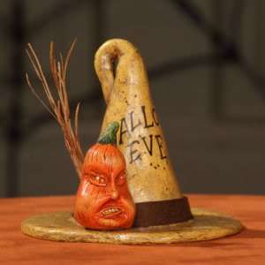 Folk Art Halloween Witch Hat Figurine David Harden NEW  