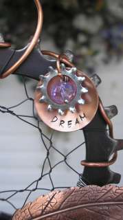Steampunk Dreamcatcher Glass Metal Industrial Art Copper Gear Leaf 