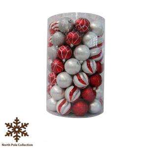 Martha Stewart Living 80 mm White and Red Shatter Resistant Ornaments 