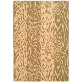 Layered Faux Bois Coffee/Sand 6 ft. 7 in. x 9 ft. 6 in. Indoor/Outdoor 