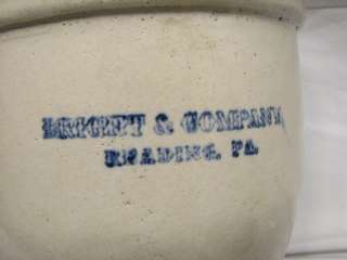 EARLY BRIGHT & CO READING PA STONEWARE CROCK AD 1 GAL  