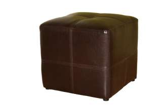 This small but sturdy cube dark brown leather ottoman/foot stool will 