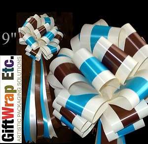   PULL BOWS IVORY BROWN TURQUOISE CHURCH CHAIR PARTY WEDDING DECORATIONS