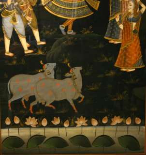 Alte Große Indische Seidenmalerei Mitte 20. Jahrhundert  